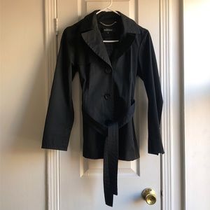 Black Raincoat with removable hood - Ellen Tracey, size XS